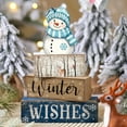 thumbnail image 2 of 4 Pcs Snowman Christmas Decor Wooden Snowman Blue and White Winter Tiered Tray Decor Christmas Table Centerpiece Wooden Rustic Winter Block Sign Farmhouse for Home Kitchen Shelf Gift, 2 of 13