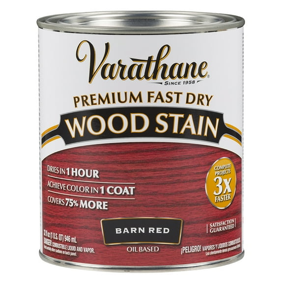 2-Pack of 1 qt Rust-Oleum 307414 Barn Red Varathane Premium Fast Dry Wood Stain