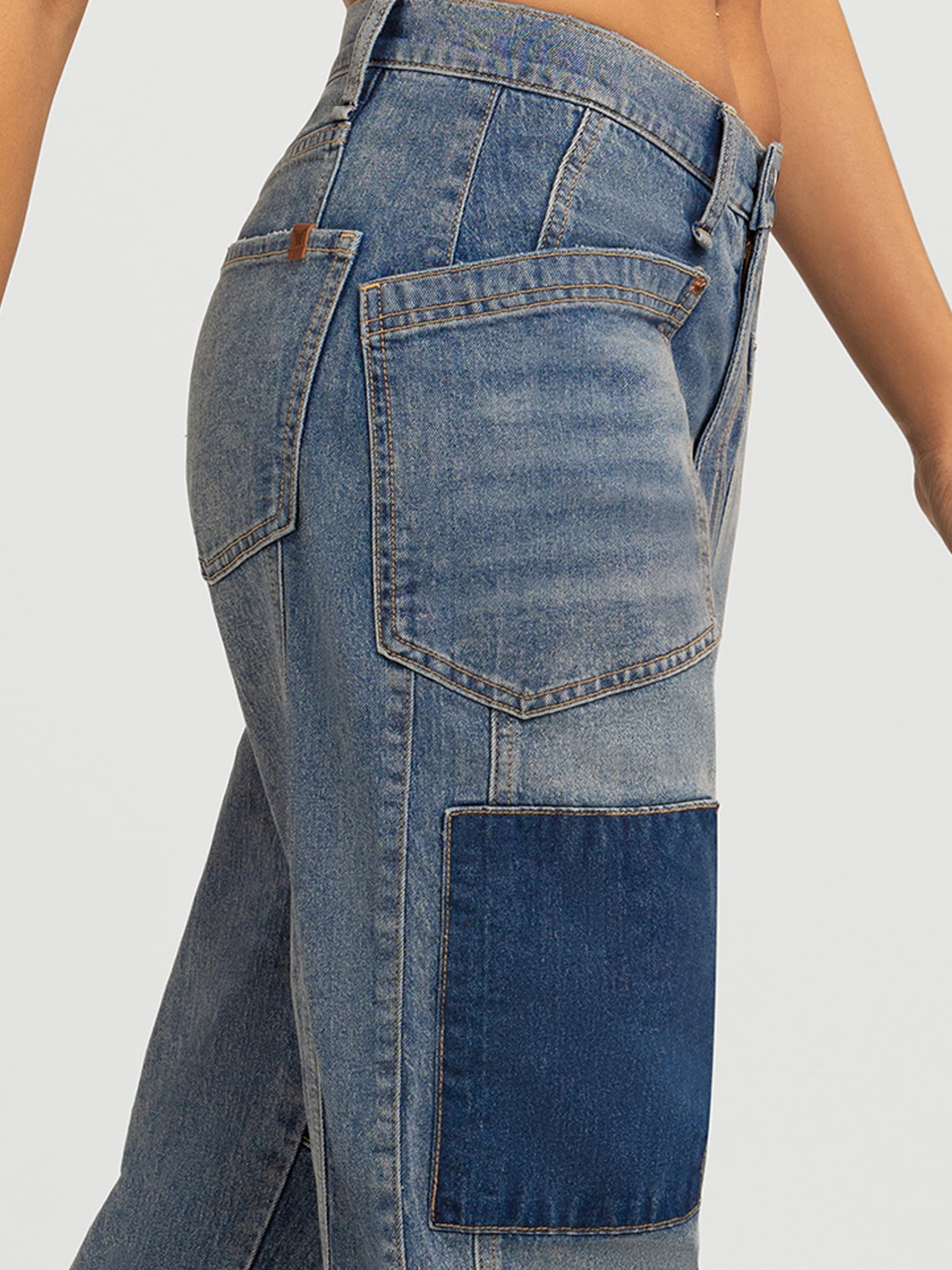 Jessica Simpson Women's and Women's Plus Cherry Cropped Patchwork Barrel Jeans, 26" Inseam, Sizes 2-24W