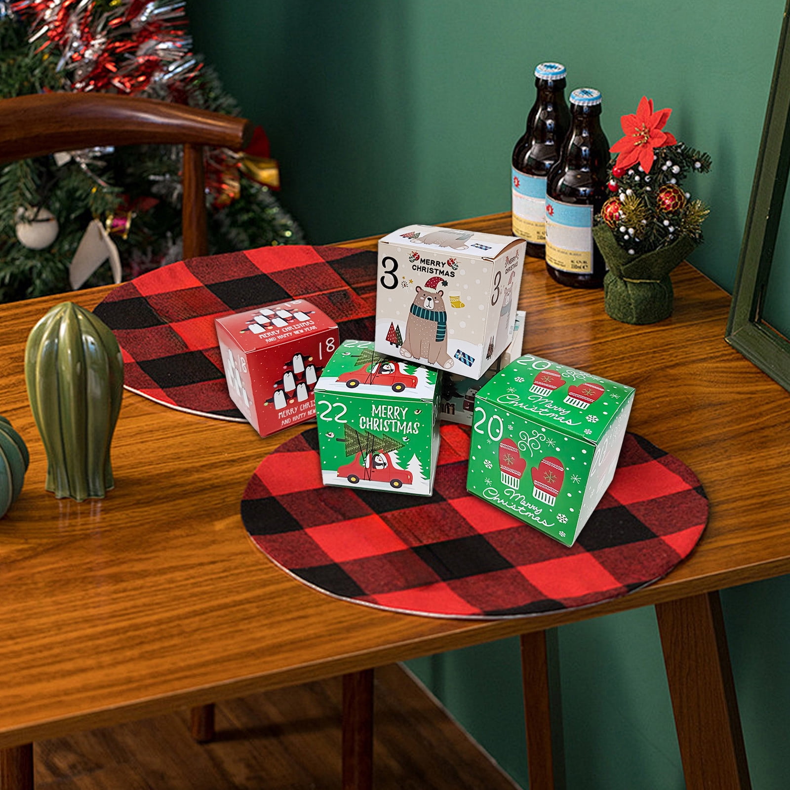Cadorn 24 Empty Advent Calendar Boxes to Fill, Christmas Advent Calendar 24 Days Countdown Gift Christmas Gingerbread House Candies Treats Boxes for Xmas Holiday Decor(Candy Style)