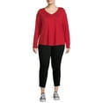 thumbnail image 2 of Terra & Sky Women's Plus Size V-Neck T-Shirt with Long Sleeves, 2 of 5