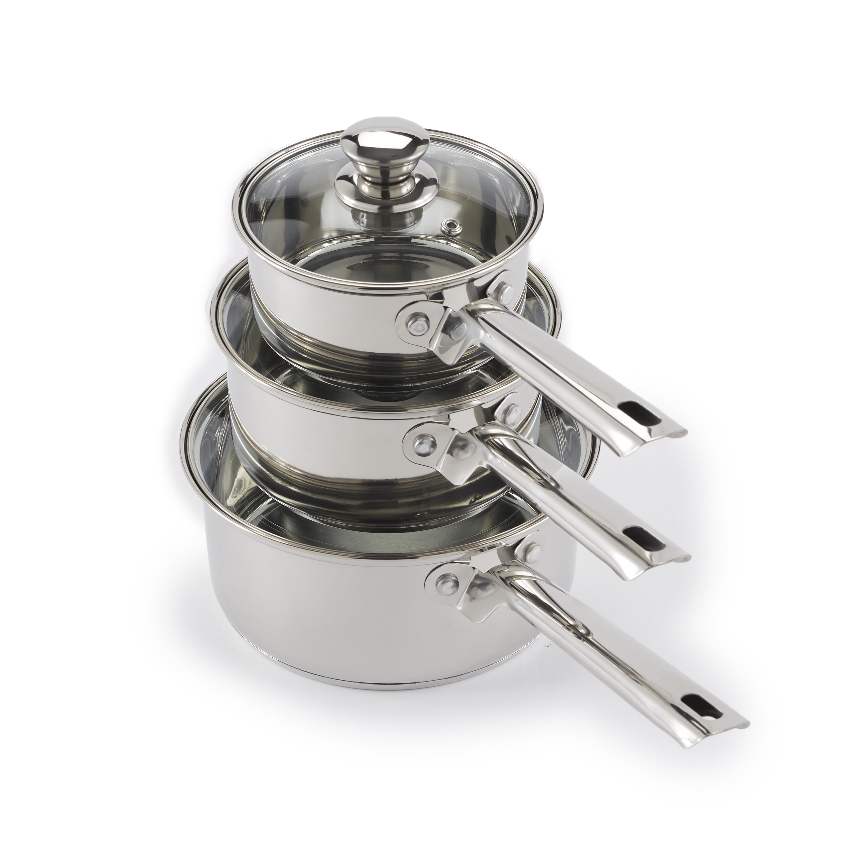 Sauce Pan Set - Stainless Steel Kitchen Cookware with Lids - Set of 3 