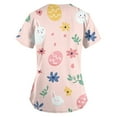 thumbnail image 3 of YNGKMEA Scrubs for Women Top Clearance Plus Size Nursing Scrubs Stretchy V-Neck Easter Eggs Printed Scrub T-Shirt Tops Scrub Tshirt Medical Scrubs with Pockets Pink 5XL, 3 of 3