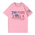thumbnail image 4 of Dweltoz 250th Anniversary Usa Shirt Women's Usa Printed Casual Tops Short Sleeve Oversized Freedom Shirt Summer Independence Day Solid Color Crewneck Tees,Pink S, 4 of 4