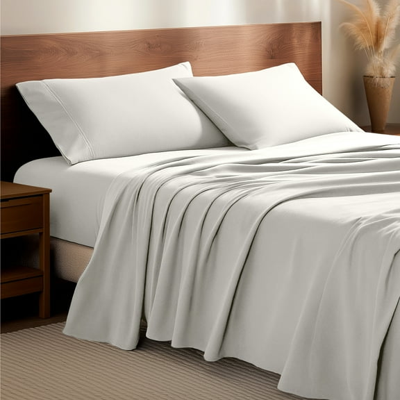 Bare Home Luxury 100% Cotton Flannel Full Sheet Set, Deep Pocket, 4-Piece, Cream