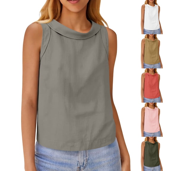 Tank Tops for Women Sleeveless Summer Shirts Athletic Loose Beach Workout Tops, Saffron L