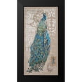 thumbnail image 2 of Barrett, Chad 14x24 Black Modern Framed Museum Art Print Titled - Peacock on Linen 1, 2 of 5