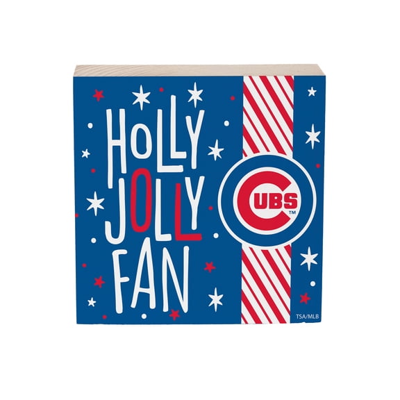 Chicago Cubs 6" Holiday Wood Plock Shelf Sign