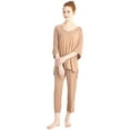 thumbnail image 1 of Women's Solid Summer Pleated Loungewear Top and Capris Pajamas Sets, 1 of 3