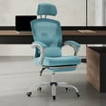 thumbnail image 5 of JIOABL Ergonomic Office Chair - High Back Mesh, Reclining with Lumbar Support, Adjustable Headrest, Footrest & Padded Arms, Blue, 5 of 6