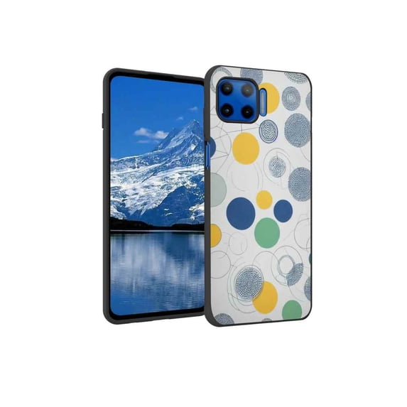 Compatible with Moto G 5G Plus Phone Case, Geometric-Circles-147 Case Men Women, Flexible Silicone Shockproof Case for Moto G 5G Plus
