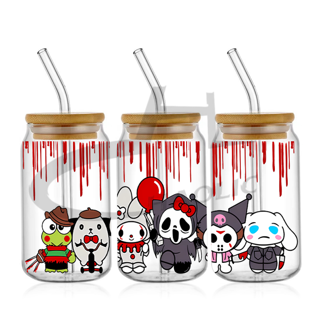 Buenas ventas de Navidad UV DTF Cup Wrap Transfers Transferencias UV DTF personalizadas para tazas Libbey Wraps para Hello Kitty