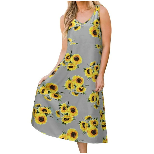 Robe Bohème Décontractée Manches Longues Robes de Plage Imprimé Floral Robe Bohème Décontractée Courte Robe Débardeur