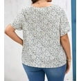 thumbnail image 4 of Womens Plus Size Tops Floral Short Sleeve Waist Cinched Crew Neck Shirt, Summer Sasual Loose Top XL-4XL, 4 of 6