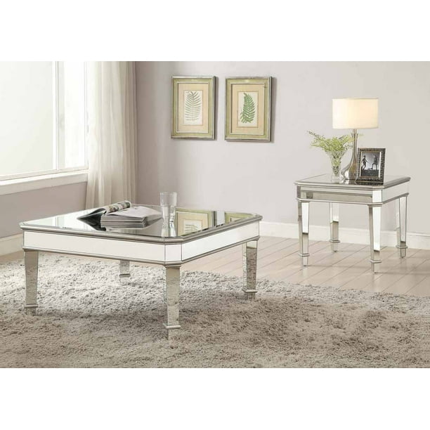 Ivory Square Mirrored Coffee Table Silver