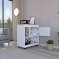 thumbnail image 4 of Camelia Bar Cart,Lower Panel,Six Bottle Cubbies,One Cabinet-Light Oak,White,Multicolor Particle Board Furniture Dining Kitchen Islands Carts, 4 of 7