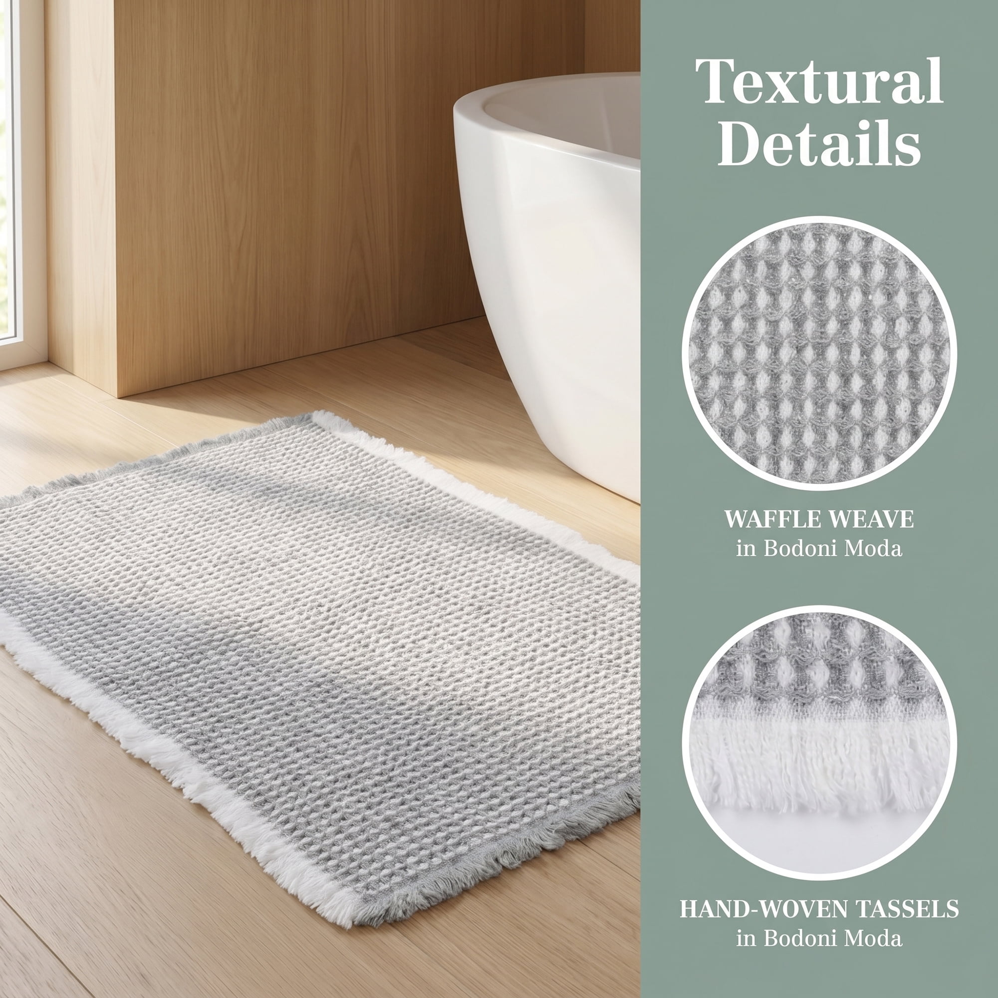 Unique Bargains Waffle Non Slip Quick Dry Machine Washable Bath Mat Light Grey 32" x 20"