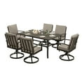 thumbnail image 2 of HAPPATIO 7 Piece Patio Swivel Dining Set, Aluminum Outdoor Dining Set for 6,Dining Table and Chairs Set, Patio Dining Furniture with Aluminum Table, Swivel Chairs and Washable Cushions (Black), 2 of 8