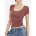 thumbnail image 3 of Womens Basic Scoop Neck Short Sleeve T Shirt Slim Fit Tee Summer Going Out Crop Tops Tight Sexy Shirts, 3 of 6