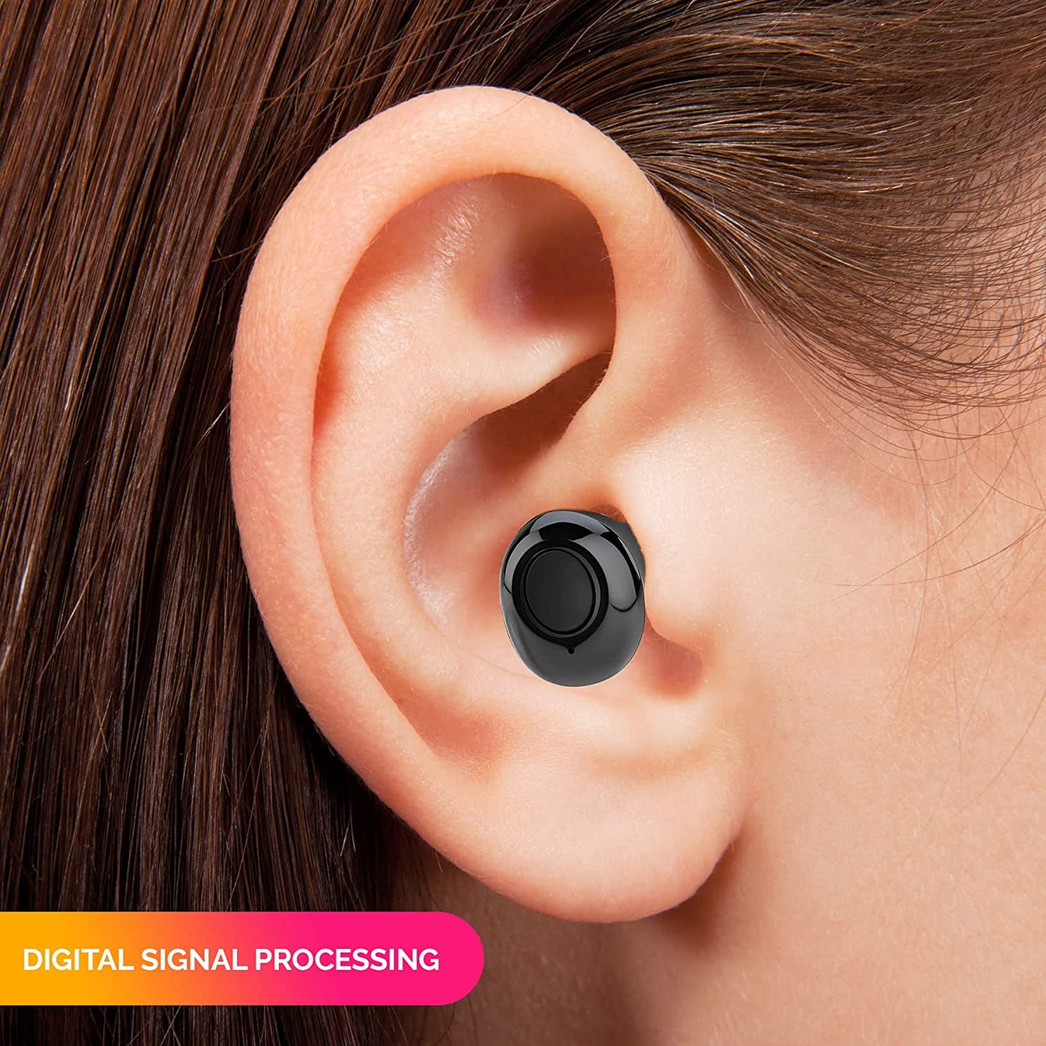 Digital Hearing Amplifier - Next Generation In the Ear Personal Sound Device w/Noise Reduction - Rechargeable ITE 2 Piece Set, Portable Charging Case Sound Assist for Adults and Seniors, Black