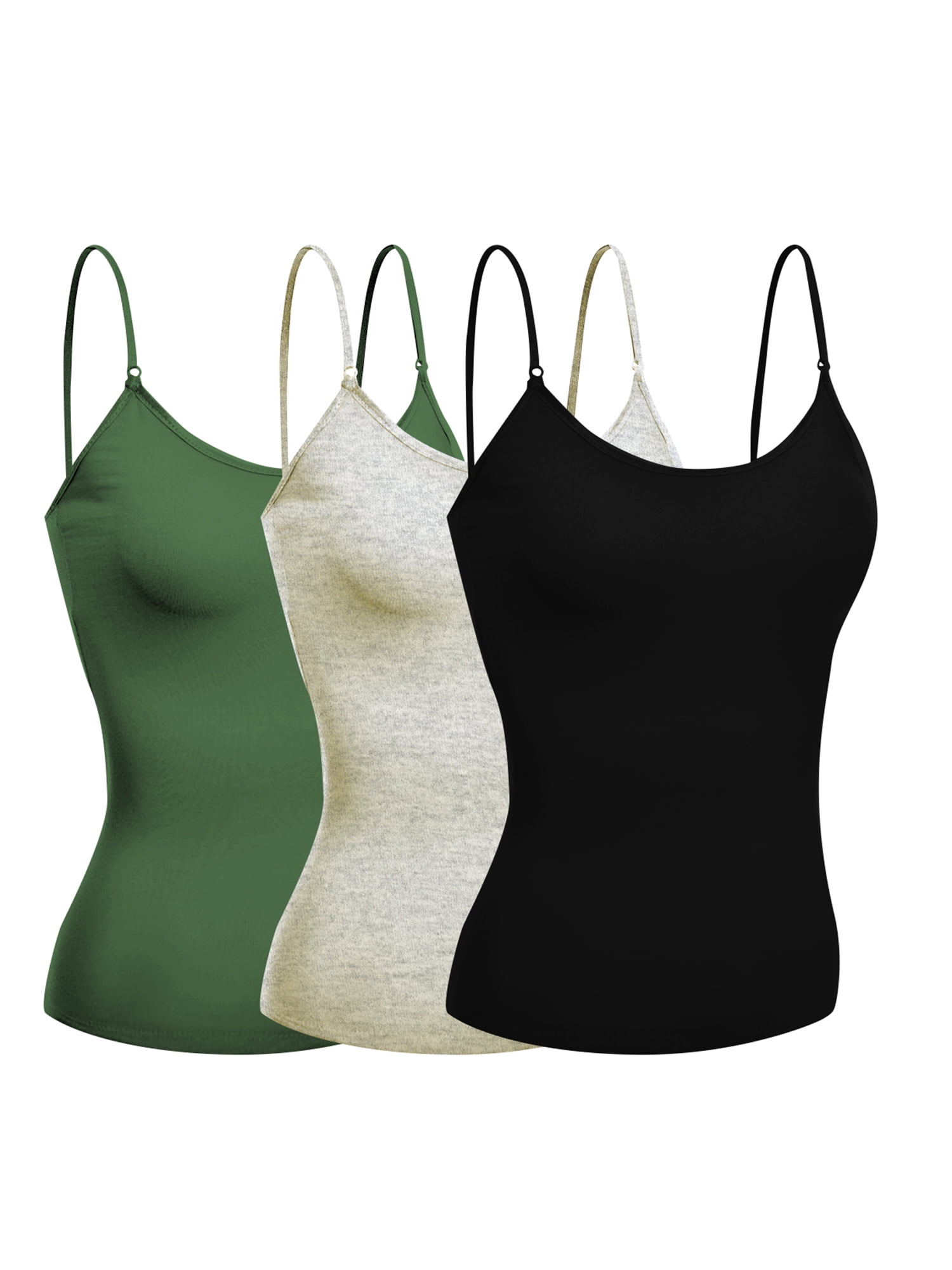 Emmalise - Emmalise Women's Camisole Built In Bra Wireless Fabric Support Short Cami (3Pk Olive