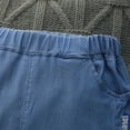 thumbnail image 5 of Juslio Girls Capris Summer Mid To Large Children's Straight Leg Children's Jeans Elastic Waistband Casual Pocket Jeans（Dark Blue Capris， 120）, 5 of 5