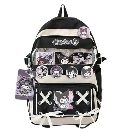 9pcs Kuromi Bookbag 17in Kuromi Travel Backpack Kuromi Hiking Backpack Kuromi Waterproof Backpack Kuromi Backpacks Kuromi School Backpack Kuromi School Backpacks Kuromi School Backpack-Black