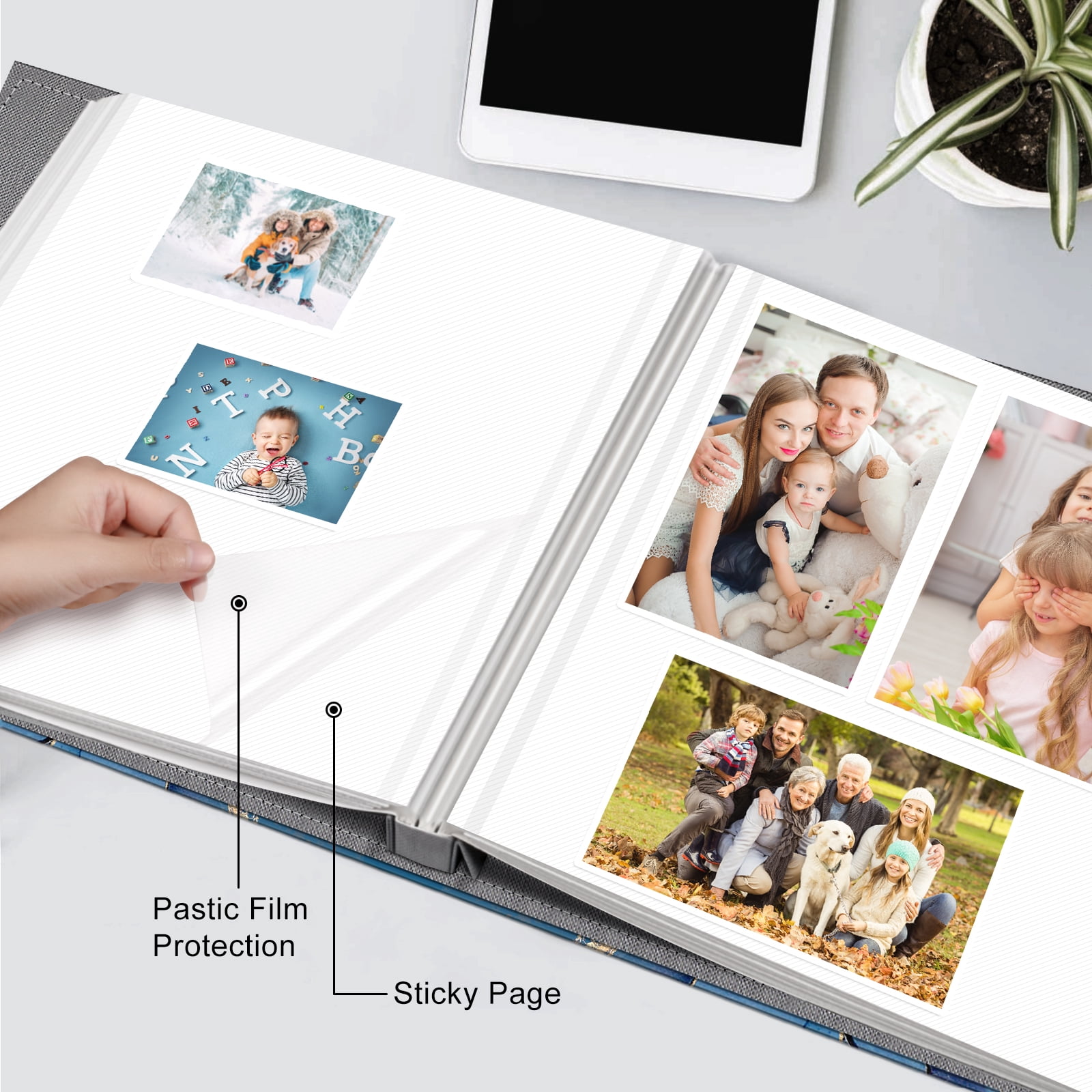 Fintie Photo Album Self Adhesive for 3x5 4x6 5x7 6x8 8x10 Pictures, 60 Sticky Pages DIY Photo Album with A Metallic Pen, Scrapbook Album for Family Wedding Anniversary Pictures, Ocean Marble