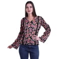 thumbnail image 1 of Moomaya Kurta Col Kurta Dentelle Détails Imprimé Manches Longues Tunique, 1 of 5