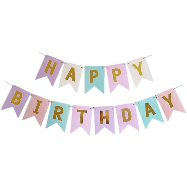 Injueey Tarjeta de papel, 0 Uds., cartel de feliz cumpleaños, cartel de cumpleaños para fiesta de cumpleaños feliz Kits de decoración para fiestas Macarrón Pequeño Tipo2 16.4 pies