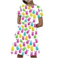 thumbnail image 4 of Fjofpr Girls Clothes Clearance under $10 Toddler Kids Girls Print Short Sleeve Stretchy Dress A Line Dress（4-14Years）, 4 of 6