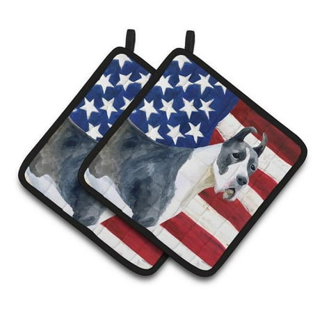 

Harlequin Great Dane Patriotic Pair of Pot Holders
