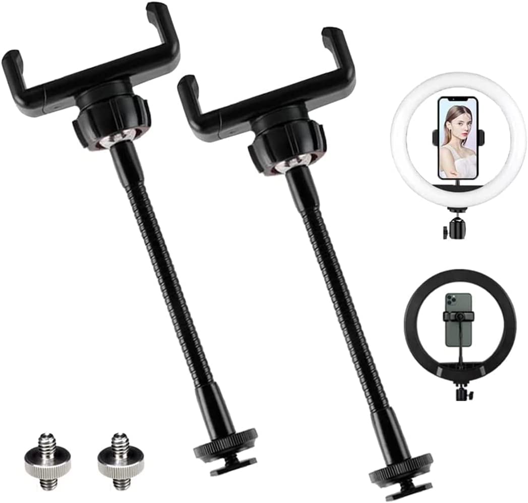 2 Pack Universal Ring Light Phone Holder Flexible Ring Light Phone Attachment with Hot Shoe and