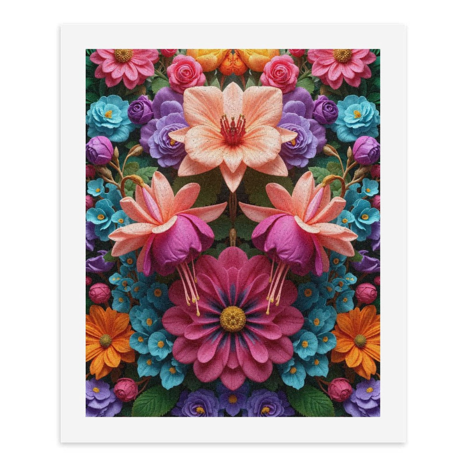 Paint By Numbers Kit for Adults Beginner - Colorful Floral Symmetry Art Print DIY Canvas Painting Kits for Adults, Frameless Paint By Number for Adults for Home Wall Decor 16x20 Inch