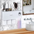 thumbnail image 2 of Wall Mounted Toothbrush Holder for Bathroom, Automatic Toothpaste Dispenser Kit with Magnetic Cups Kids & Family Set Toothbrush Holders, Storage Rack & Easy Install, Durable Space-Saving,Blue, 2 of 7