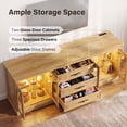 thumbnail image 6 of Lacoo 63'' Vintage-Style TV Stand for TVs Up to 70'' with LED Lights and Outlets, Entertainment Center with Storage Cabinets and Drawers for Living Room, Natural, 6 of 7