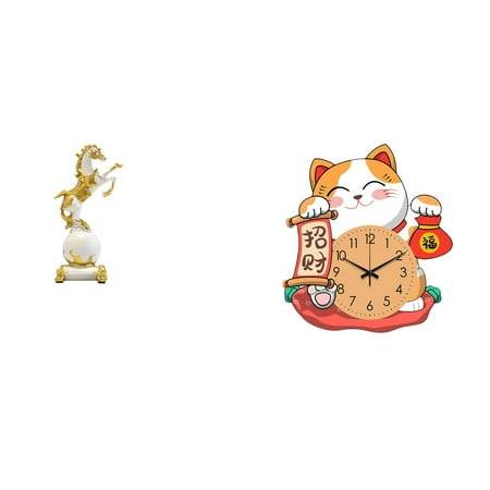 CoudarTitie Modern Animal Sculpture Collection and Silent Wall Clock Decor for Bedroom Living Room Office Kitchen Centerpiece and Home Ornament