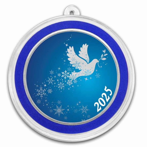 2025 1 oz Silver Colorized Round - Dove Snowflakes