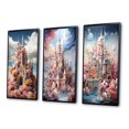 thumbnail image 3 of Designart "Castles curious Wonder Pastel IV" Cityscapes Framed Wall Art Set Of 3 - Multi-Color Castles Frame Canvas Set For Living Room Decor, 3 of 6