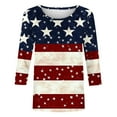 thumbnail image 4 of Cavosen Patriotic Shirts for Women Petite Red White and Blue 3/4 Sleeve Crew Neck Shirts USA Star Striped Graphic Tops Lady XL Patriotic Casual T Shirts Independence Day Tunic Tees Patriotic Outfits, 4 of 4