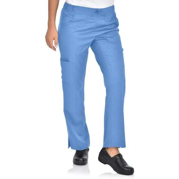 Mini Marilyn Scrubs Straight Leg 4-Way Stretch Flare Leg Elastic Waistband Four Pocket Pants with Cargo Pockets