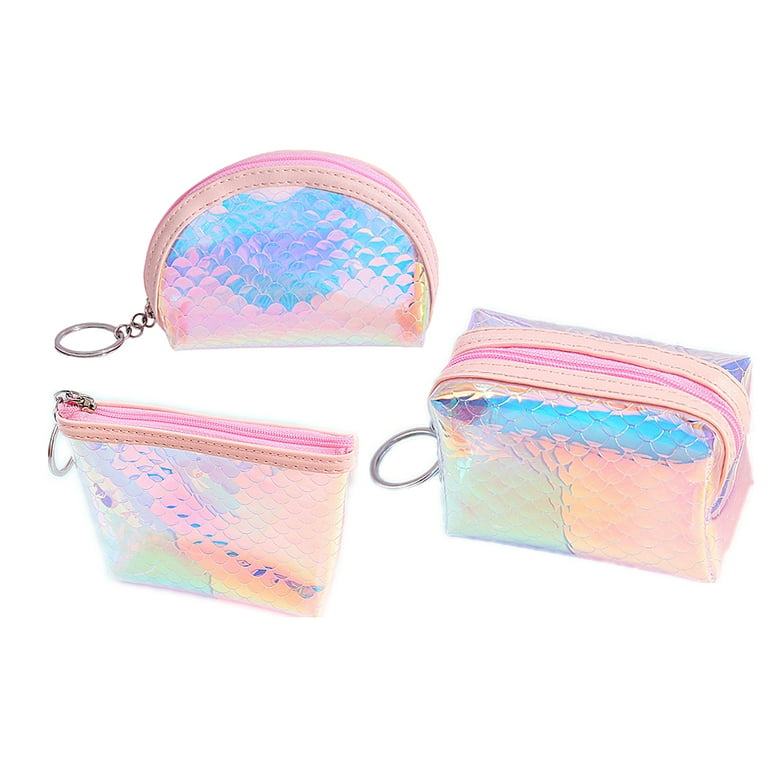 Purse Wallet Coin Holographic Change Bag Zipper Exchange Purses Pvc Makeup Small Hologram Pocket Clear Transparent