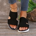 thumbnail image 5 of Xfvqtps Wedge Sandals for Women Slide Knit Mesh Hollow out Cutout Breathable Soft Sole Non Slip Comfortable Walking Beach Summer Slippers Black, 5 of 9