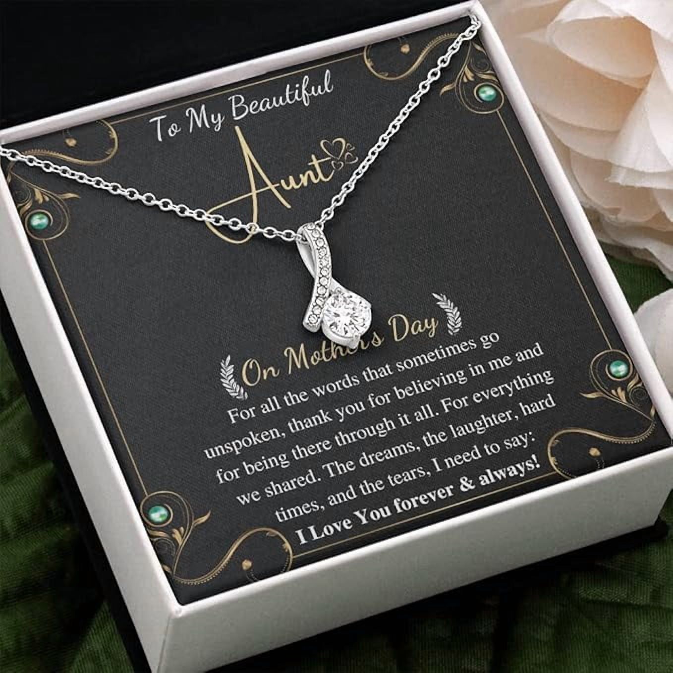Alluring Necklace On Mothers day for Aunt Mom, Gift for Auntie, Jewelry with Personalized Message card, Gift for Her, Bonus Mom Unbiological Mother