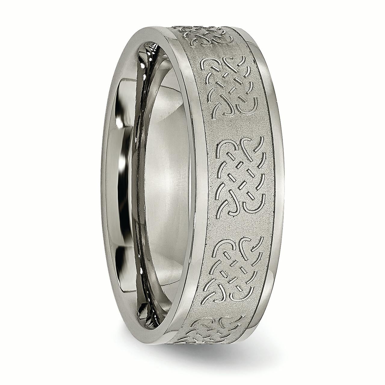 Box 14k co Titanium 7mm Satin and Polished Fancy Design Band