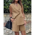 thumbnail image 6 of BTFBM Two Piece Sets For Women Summer Pockets Button Sleeveless Vest And Shorts Spring Work Business Casual Outfits, 6 of 8