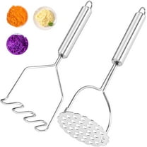SUSWIM Potato Masher, Stainless Steel Heavy Duty Metal Potato Ricer With Mirror Polish, Food Masher Utensil, Hand Masher, Vegetables Fruits Mashe, Dishwasher Safe（2 pack）