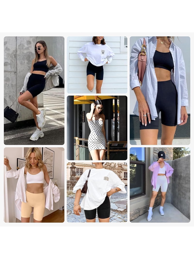 3 Pack Under Dress Shorts,Women's High Waisted Biker Shorts,Seamless Anti-Chafing Shapewear Underwear,Soft Shorts for Women,Yoga Workout Gym Cycling Shorts