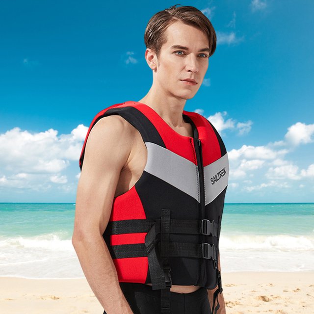 Traje de Neopreno Chaleco salvavidas para niños, chaleco salvavidas de neopreno cálido, accesorios para exteriores (XXL rojo) Kuymtek Rojo T XXL para Unisex