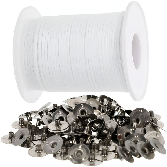 NEXIMO Candle Wick DIY For Making Smokeless Natural Replacement Wicks Candles with Base